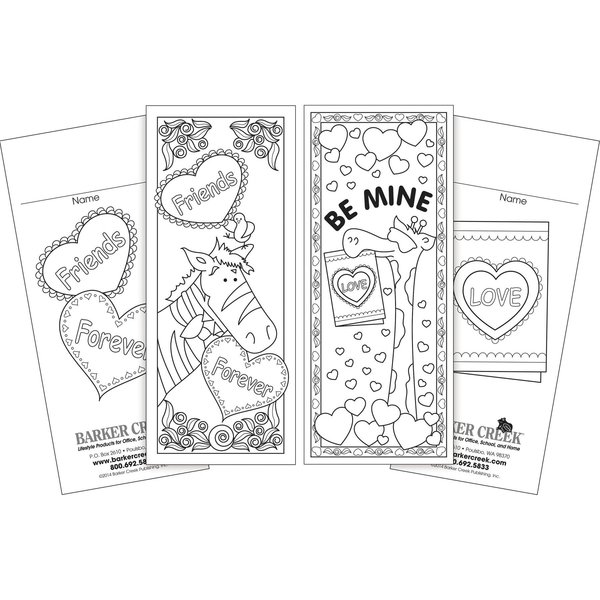 Barker Creek Color Me Celebrate Valentine's Day Bookmark Duets, 60/Set 2197